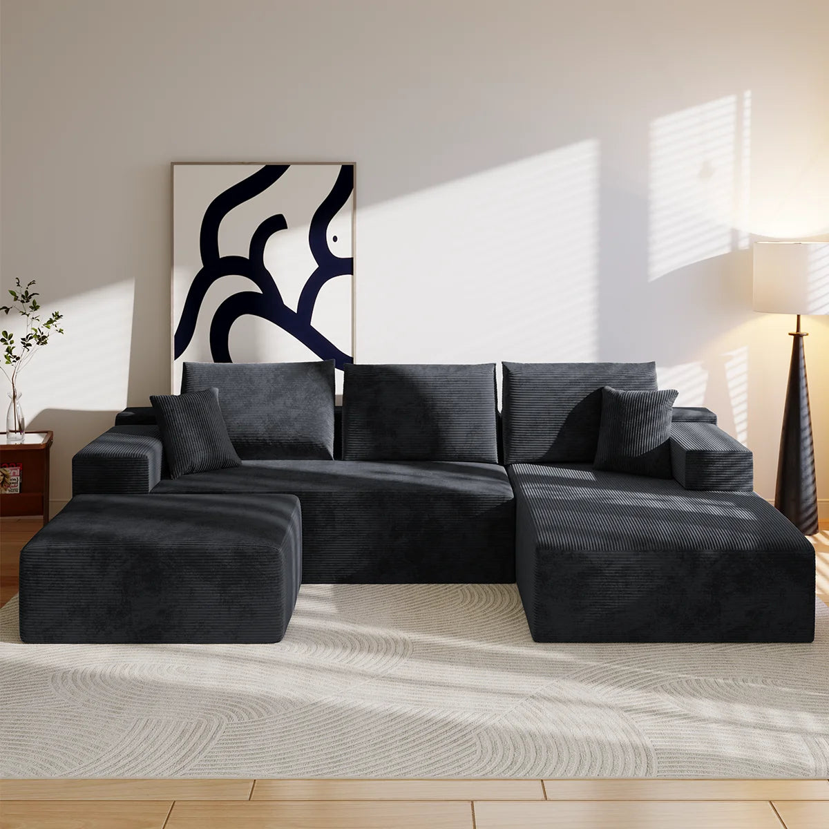Mihtrov Modular Corner Sofa, 4-Seater Compressible Sofa, Frameless Sofa, Multifunctional Folding Sofa Bed, Freely Modular and Combinable, Suitable for Living Room and Bedroom