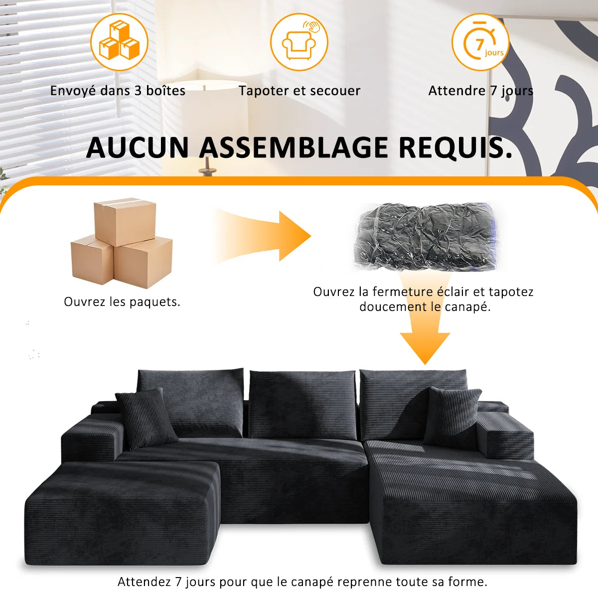 Mihtrov Modular Corner Sofa, 4-Seater Compressible Sofa, Frameless Sofa, Multifunctional Folding Sofa Bed, Freely Modular and Combinable, Suitable for Living Room and Bedroom