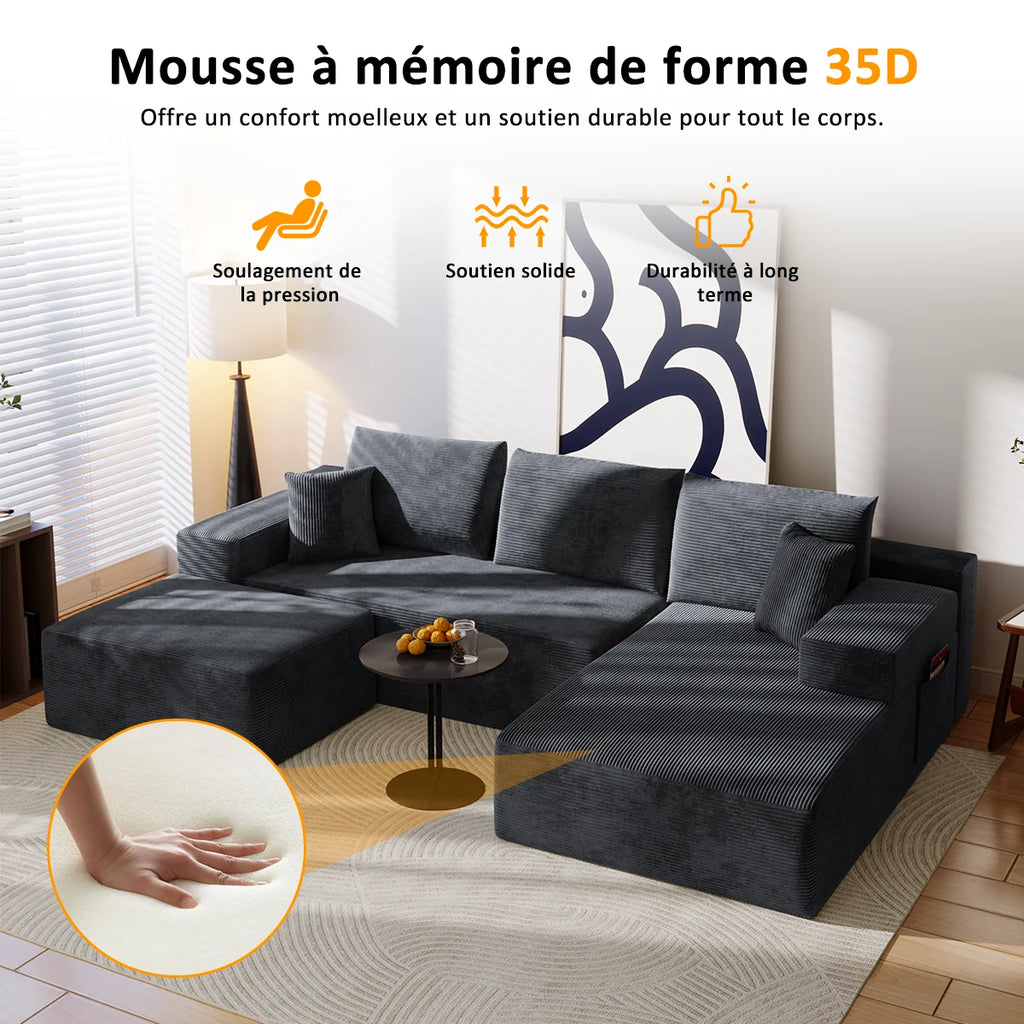 Mihtrov Modular Corner Sofa, 4-Seater Compressible Sofa, Frameless Sofa, Multifunctional Folding Sofa Bed, Freely Modular and Combinable, Suitable for Living Room and Bedroom