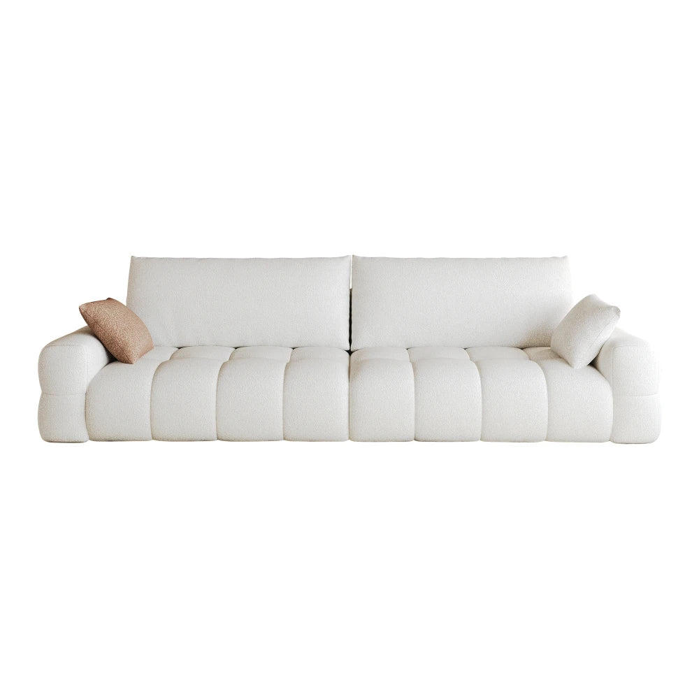 260cm Boneless Modular Compression Sofa, Comfortable Upholstered Fabric Sofa with Extra Deep Seat, High Density Sponge Cushion, No Assembly Required, Modern Compact Sofa Couch for Living Room, Bedroom, Apartment